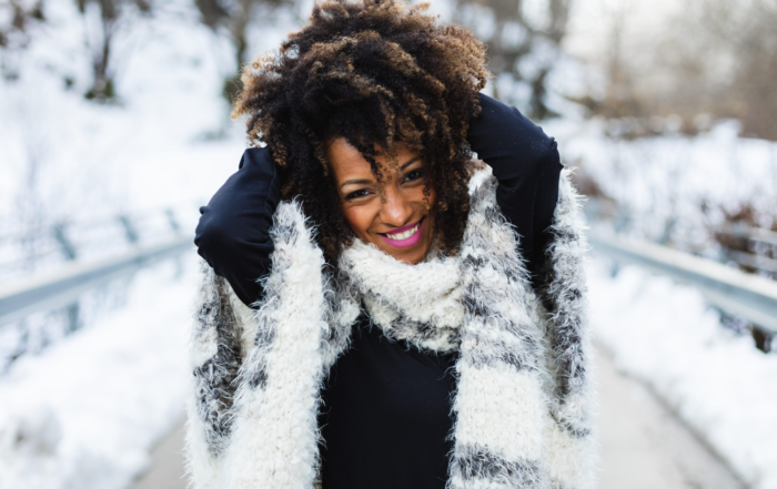 lady outside in the snow